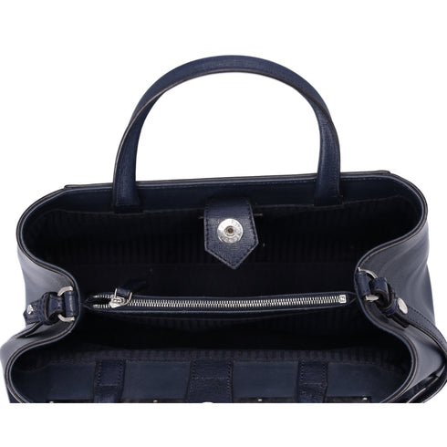 FENDI Petit 2 Jours Tote Bag 8BH253 Dark Navy Leather